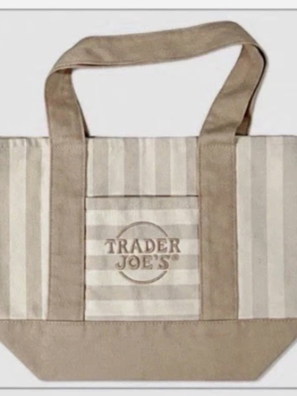 Trader Joe’S striped desert sand NWT mini tote